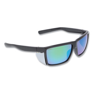 MCR Safety Swagger SR2 Safety Glasses - Green Mirror Polarized Lens, Charcoal Frame, Polycarbonate, Duramass Hard Coat - 12-Count Pack