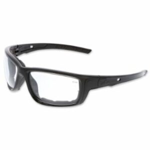 MCR Safety Swagger SR5 Foam-Lined Spoggle Safety Glasses - Polycarbonate, AF/Anti-Scratch Lens, Charcoal - 12-Count Pack