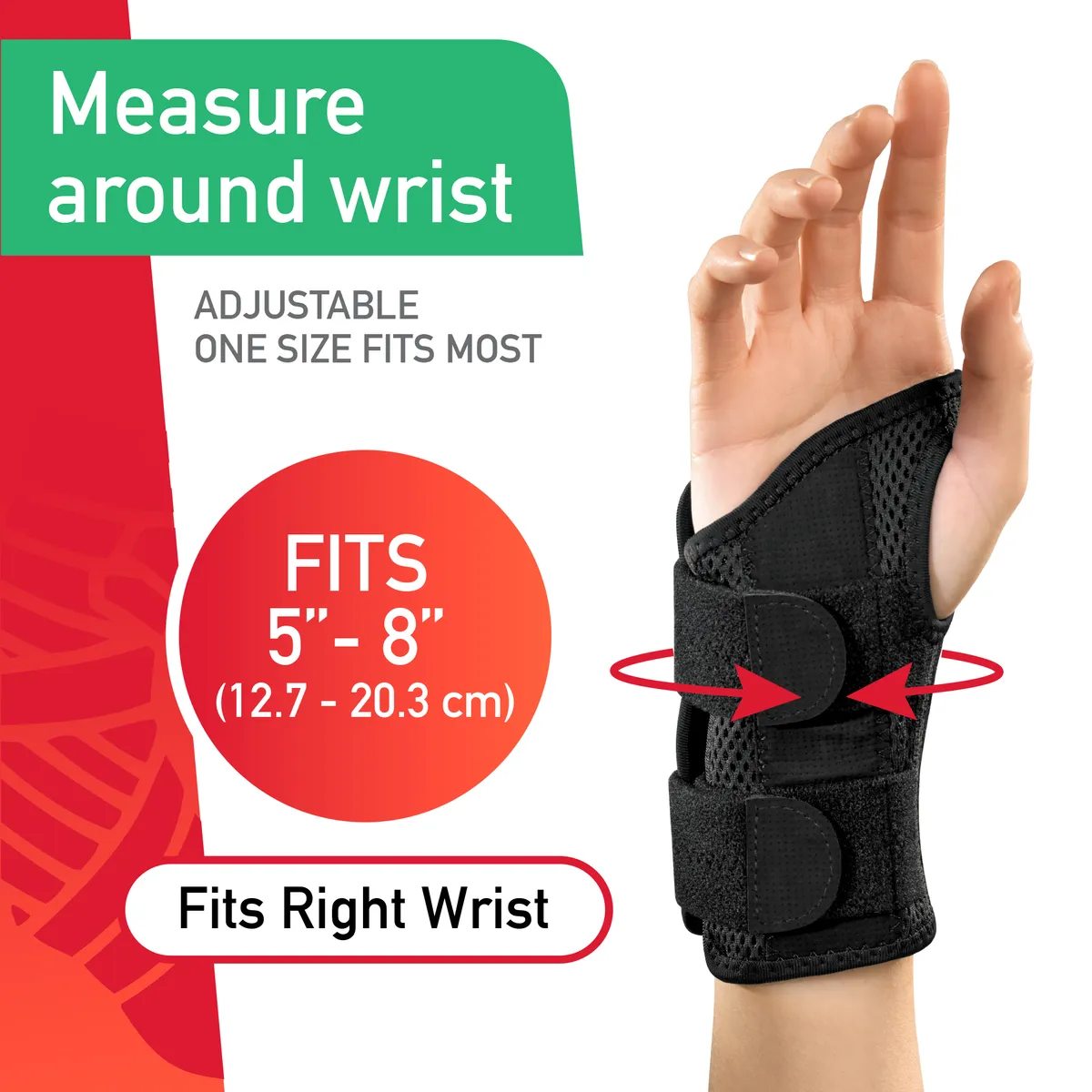Mueller Green Fitted Wrist Brace, Right Hand, Unisex, Small/Medium- Black - Image 6