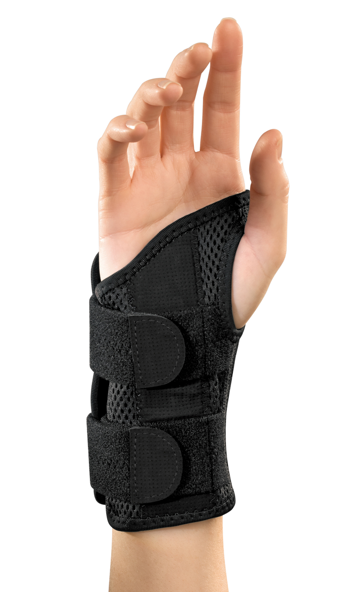 Mueller Green Fitted Wrist Brace, Right Hand, Unisex, Small/Medium- Black