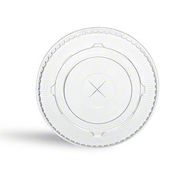Hotpack® 98mm Flat Lid w/Slot For 12 oz. PET Cup - Clear