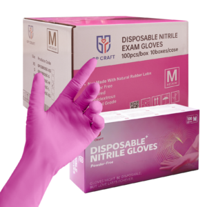 Disposable Rose Pink 3.5-4 mil Nitrile Exam Gloves