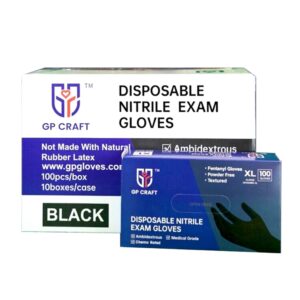 Disposable Black 5.5 mil Nitrile Exam Gloves - Fentanyl Resistant